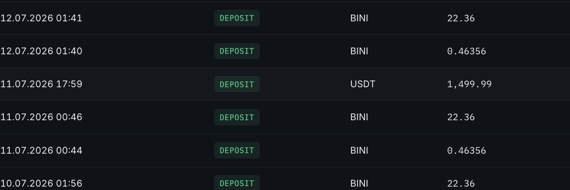 Пополнение 1499,99 USDT 11 июля 2026